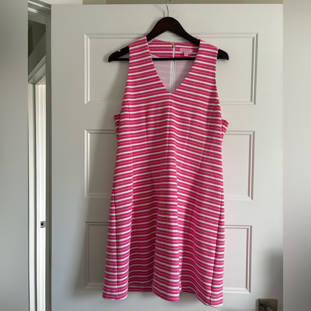 LILLY PULITZER Brianna Pink & White Striped Sleeveless Knit Dress Size XL